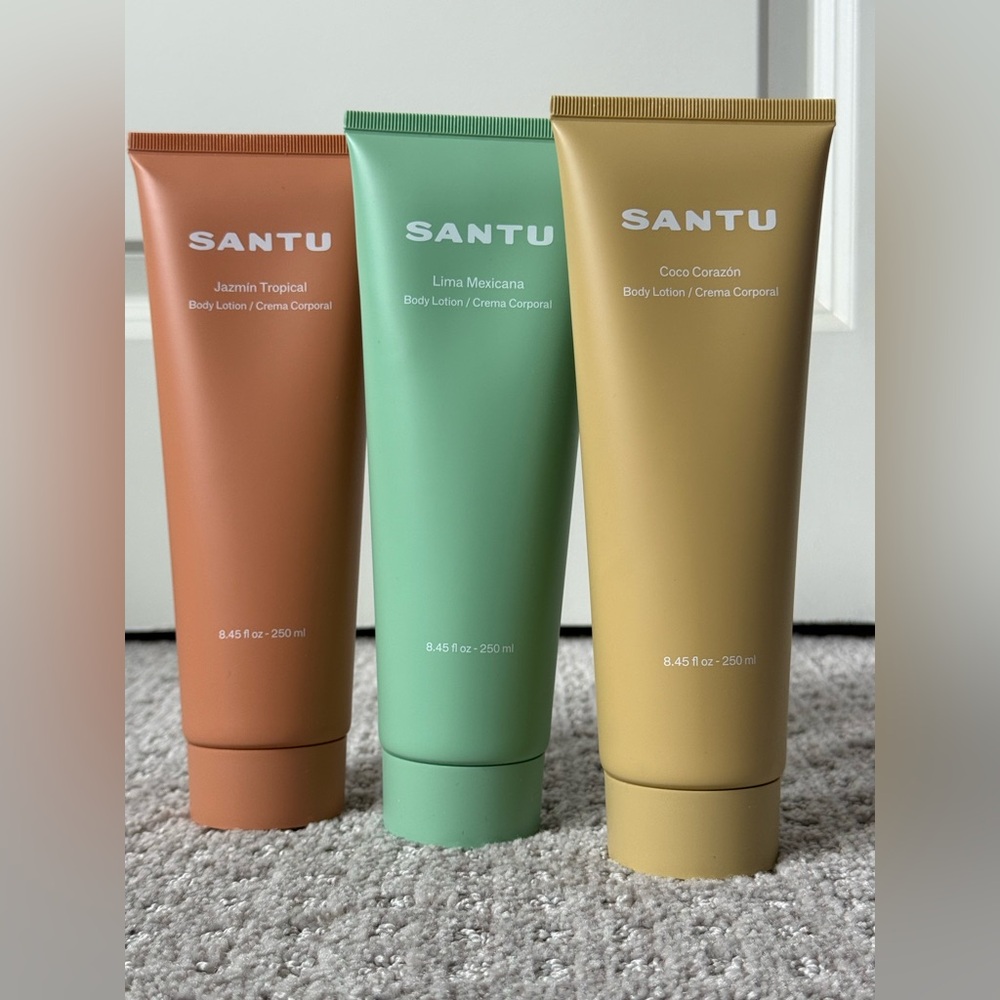 SANTU Body Lotion (3) 250ml each Lima Mexicana Jazmin Tropical Coco Corazon NEW